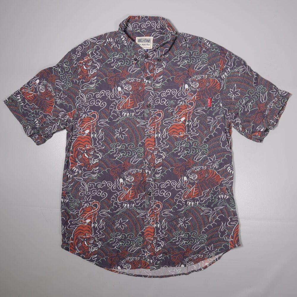 RSVLTS Roosevelts Tiger Style 100% Bamboo Short Sleeve Mens Large